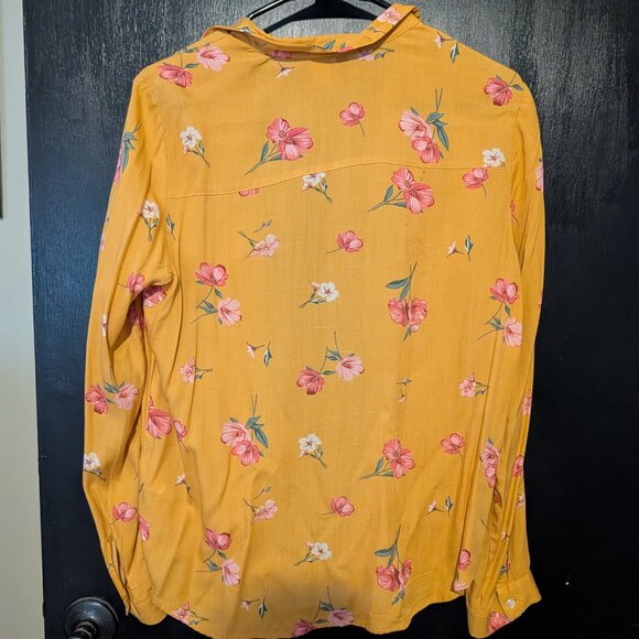 Yellow floral button up shirt - Picture 3 of 3